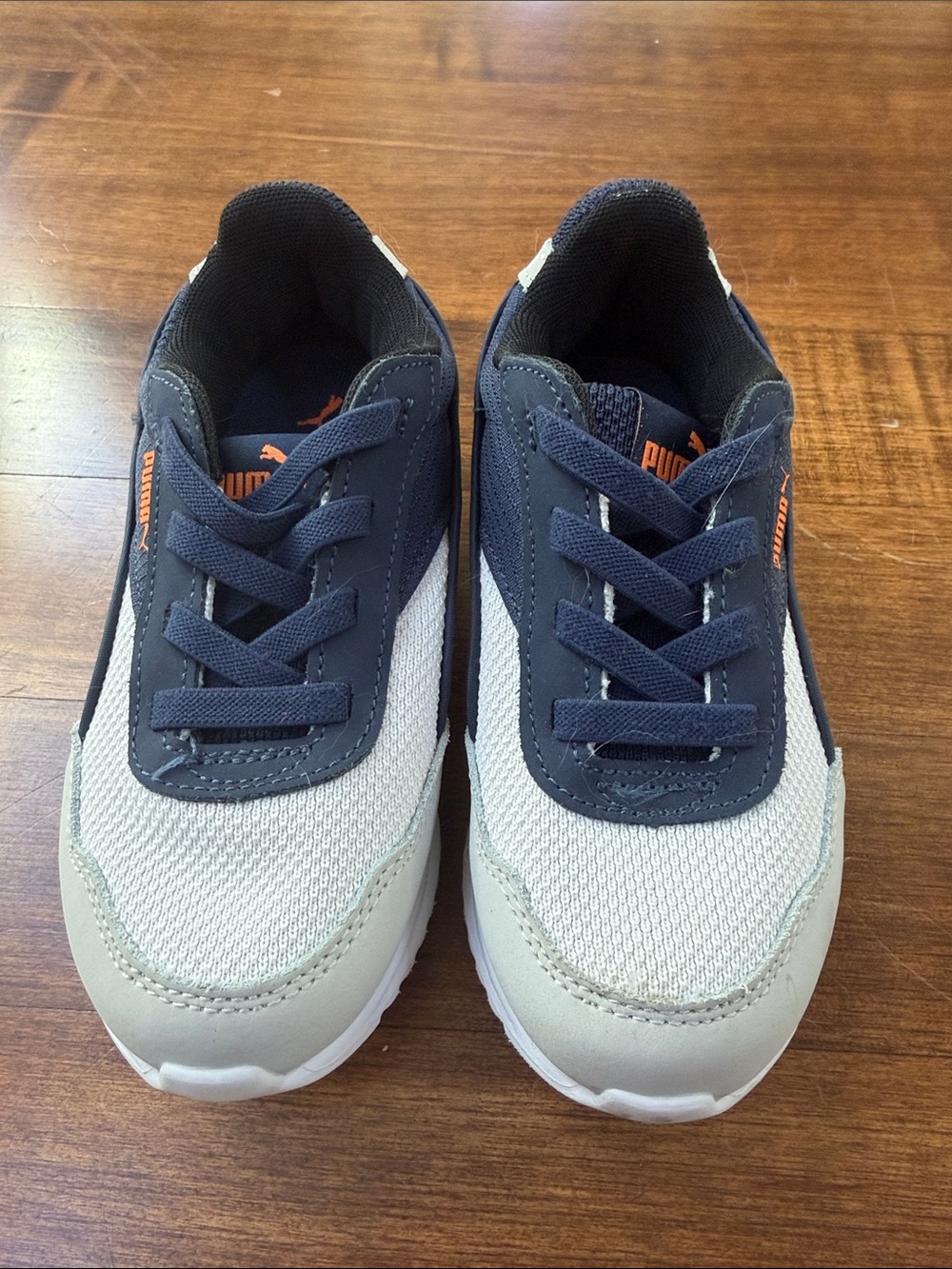 Puma Kids Navy, Light Gray & Orange Casual Sneakers